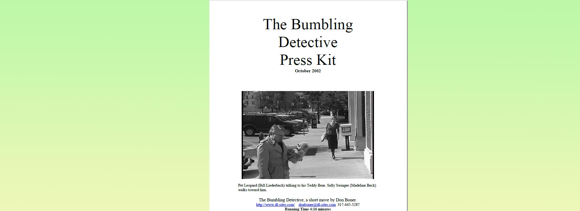 The Bumbling Detective Press Kit